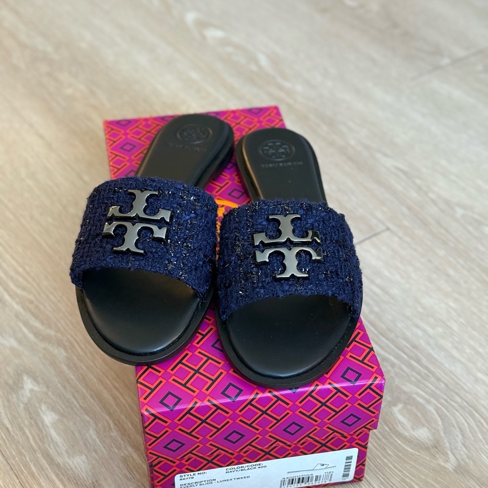 Tory Burch Navy and Black Sandals
